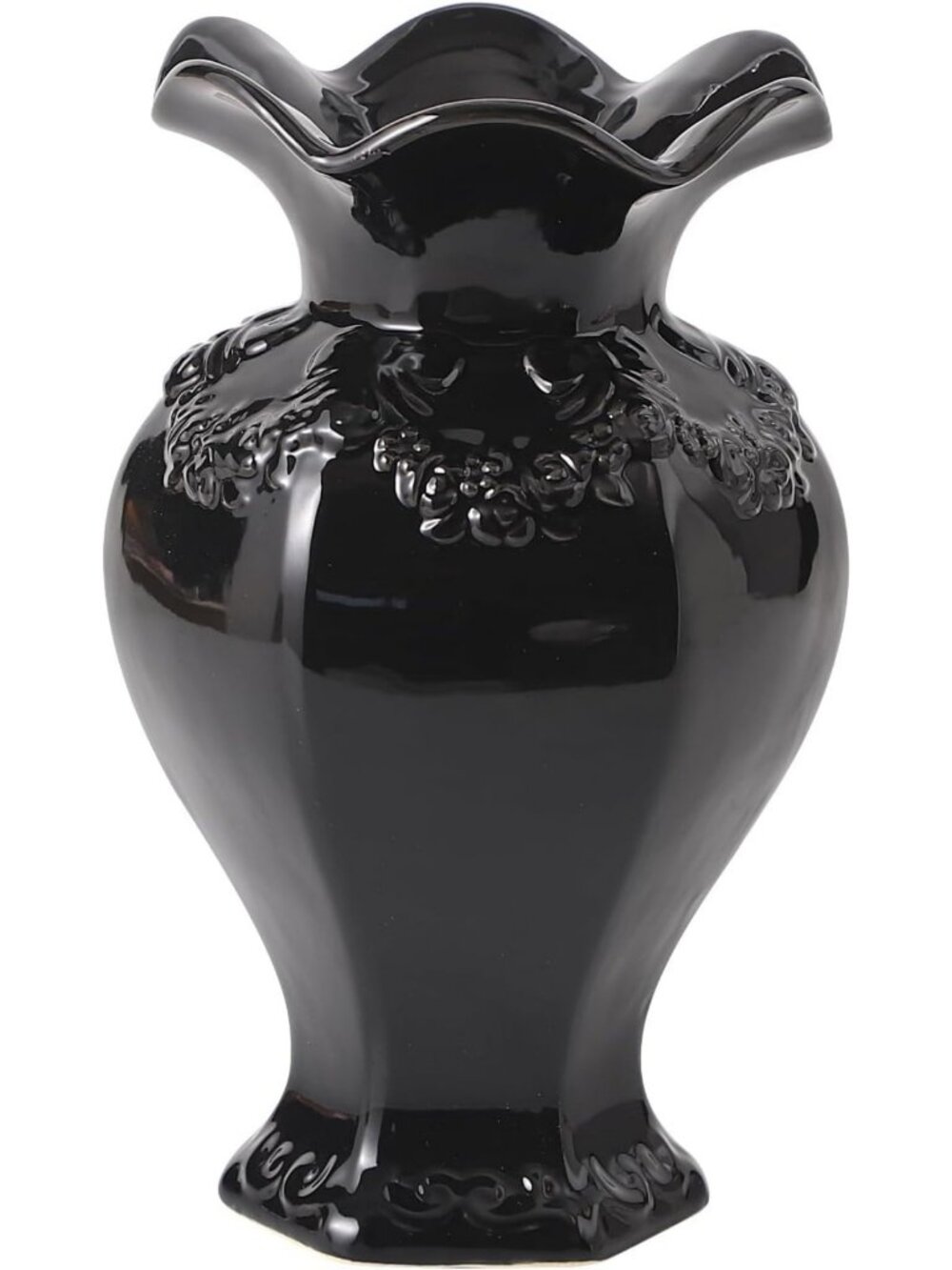 Modern Black Ceramic Vase - Boho Minimalist Decor for Living Room, Office